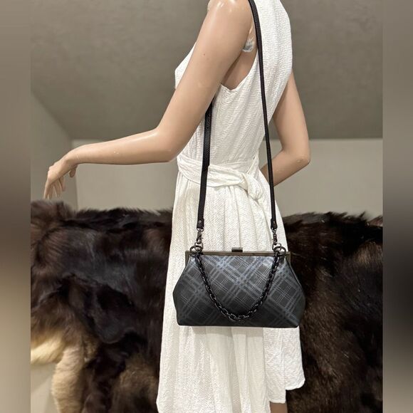 Plaid Print Genuine Deer-hide Leather Purse/Push Lock Metal
Frame Shoulder Bag - Picture 11 of 16
